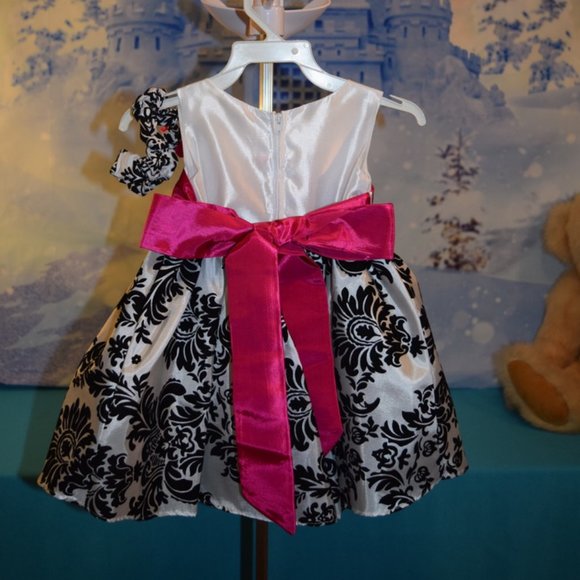 NWT ~ Kids Dream Fuchsia Flourish Sash Dress & Headband 6-9 Months - Picture 5 of 6